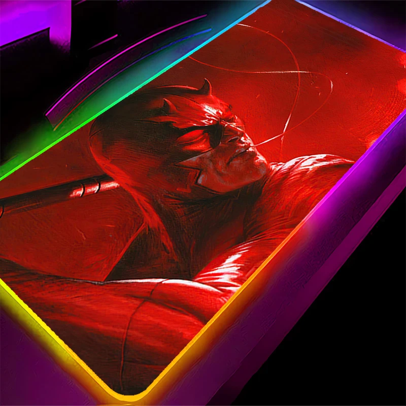 LED XXL Mouse Pad Daredevil Locking Edge Anime Gamer Computer RGB Mousepad Gaming Accessories Tablet Varmilo Keyboard Backlight
