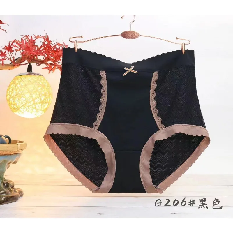 Ruffles Lace Bamboo Underwear Woman High Waist Middle-aged Mother Spring Summer Modal Briefs Comfortable Panties