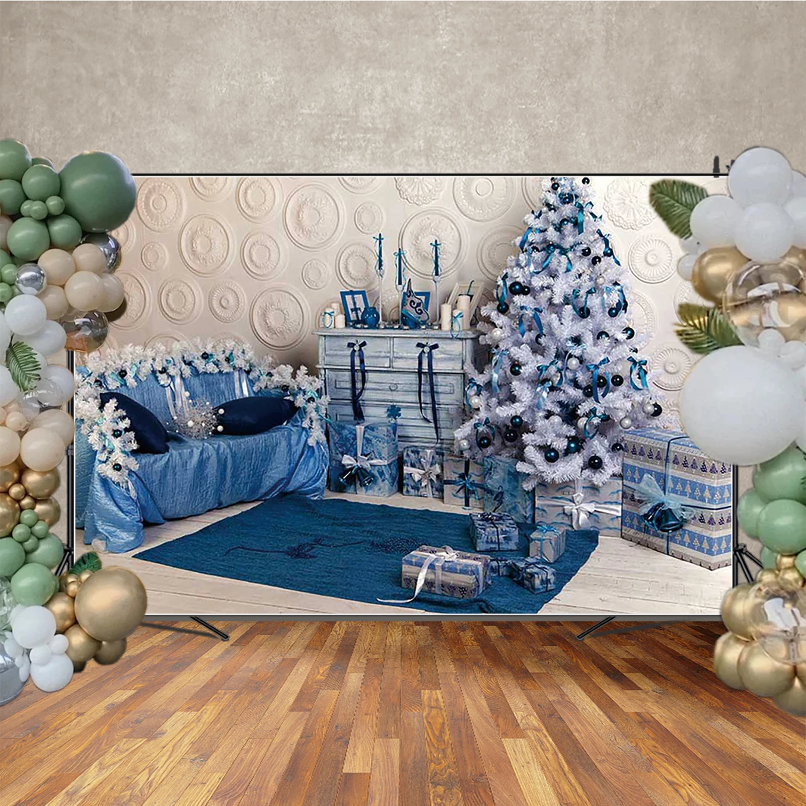 MOON.QG Natal 2026 Latar Belakang Sofa Perapian Pohon Natal Fotografi Latar Belakang Foto Wallpaper Photozone Festival Foto Alat Peraga