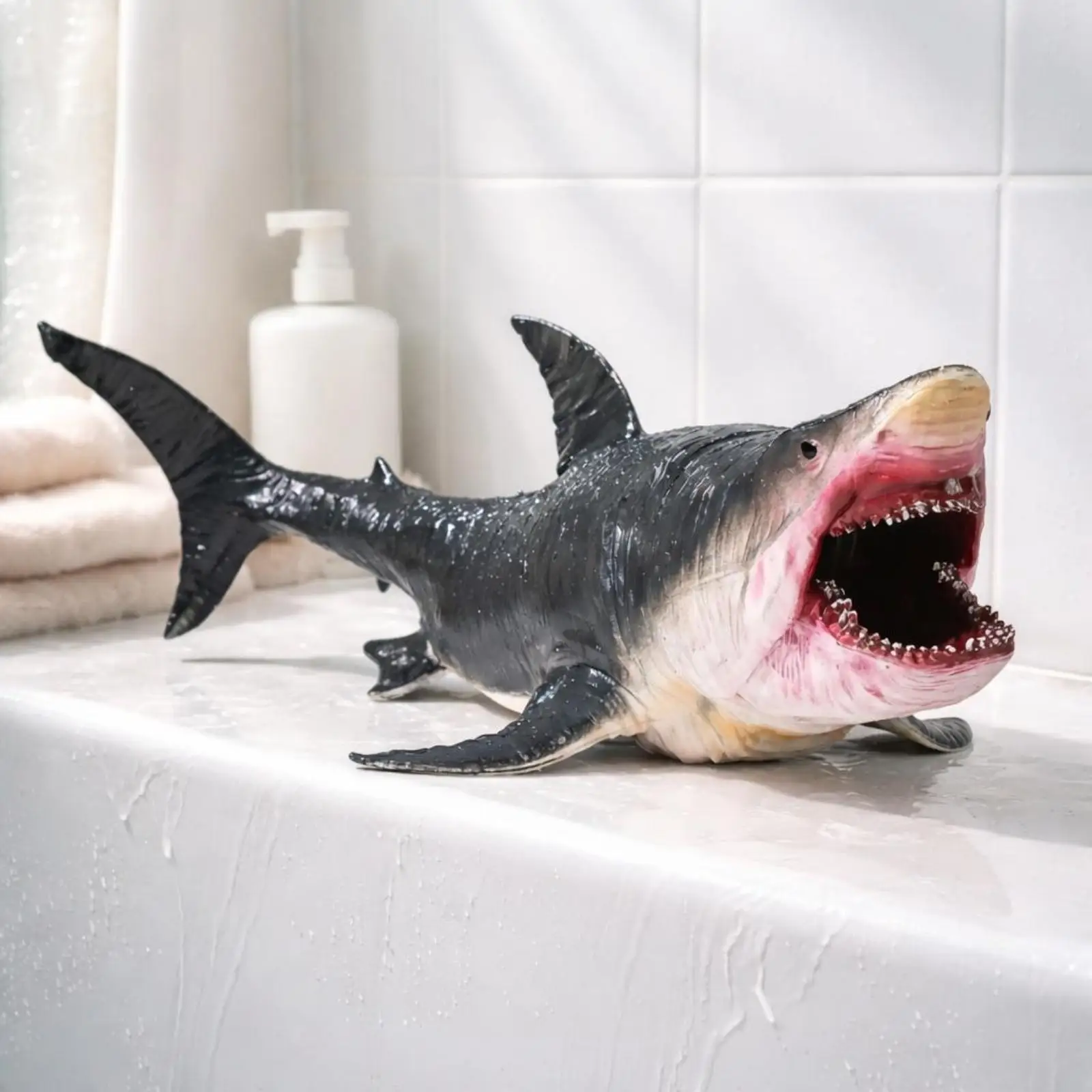 Plastic Shark Figure for Kids Toy Realistic Megalodon Model with Detailed Teeth Movable Jaw Perfect for School Projects