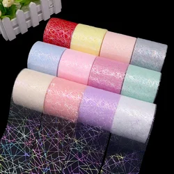 25Yards 6cm Glitter Colorful Stripe Tulle Roll Organza Tutu Fabric Baby Shower Party Supplies DIY Hair Bows Handmade Materials