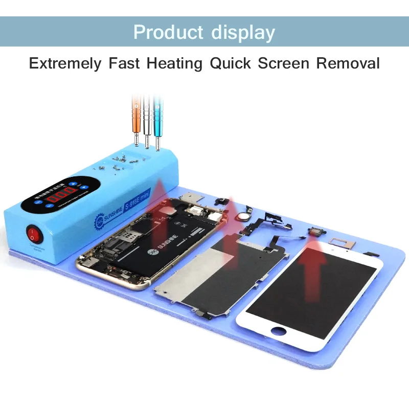 Zonneschijn S-918E Mini Lcd-Scherm Separator Splitter Snel Split Screen Verwarming Podium Scheiden Pad Scherm Verwijderingsmachine