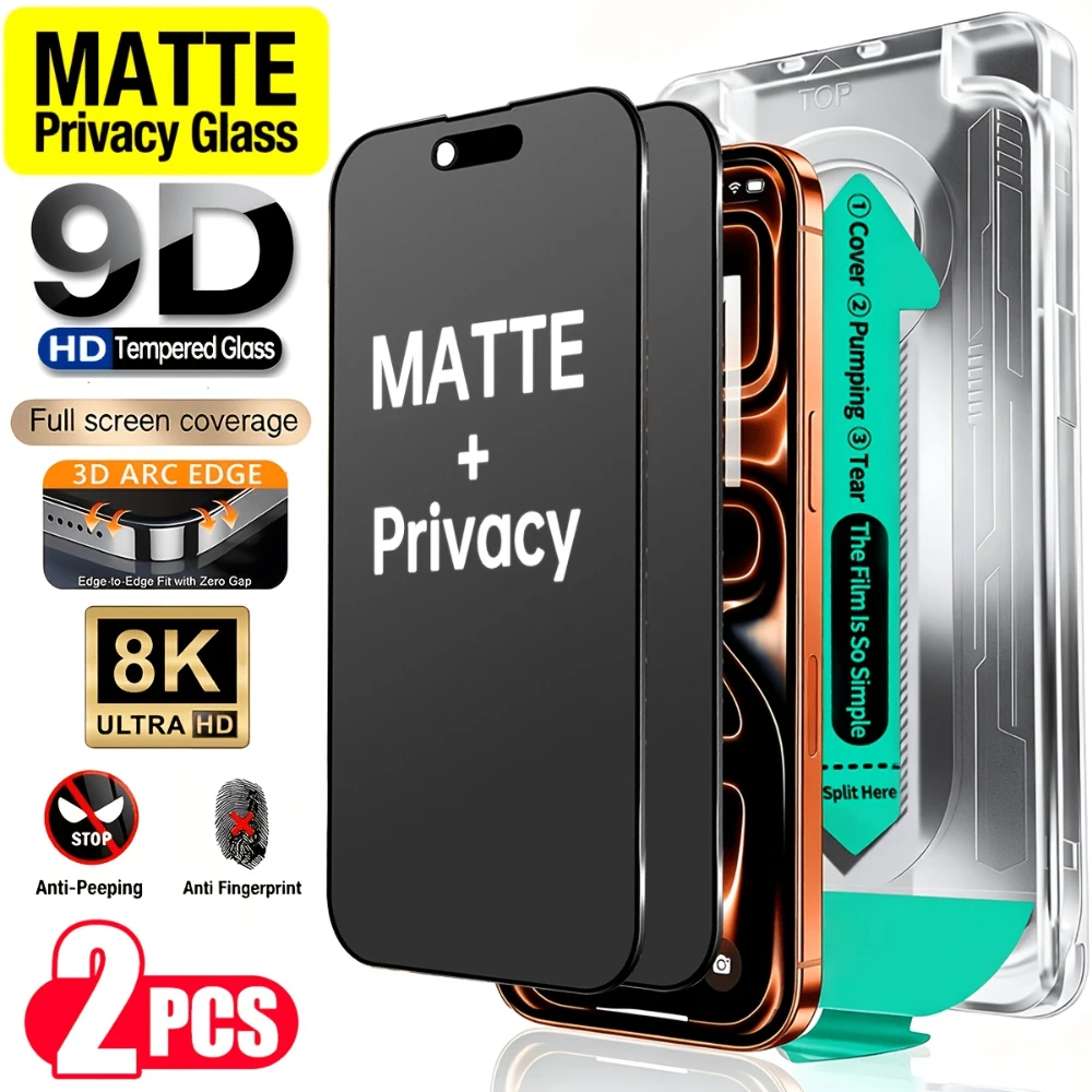 NNBILI NNBILI 2pcs Frosted Anti-Spy Matte Tempered Glass with Install Kit Auto-Alignment Kit,For iPhone 17 16 15 14 13 12 11 Pro Max 17 - Aliexpress Deal