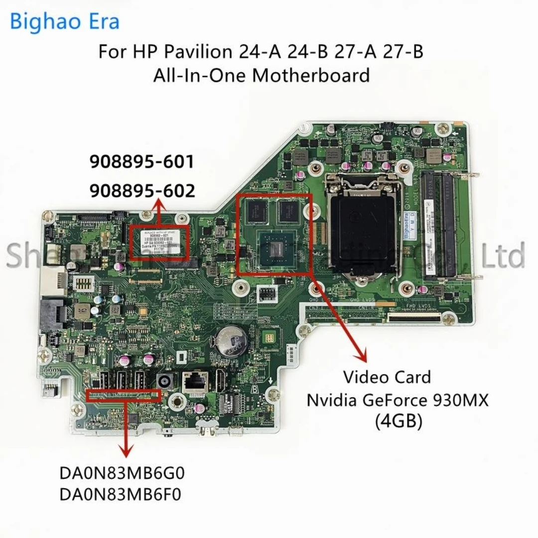 Imagem -02 - Placa-mãe Toda-em-um para hp 908895601 908895-602 Tcp-q024 Tudo-em-um 24-a 24-b 27-a 27-b 930mx 2gb 4gpu Da0n83mb6f0