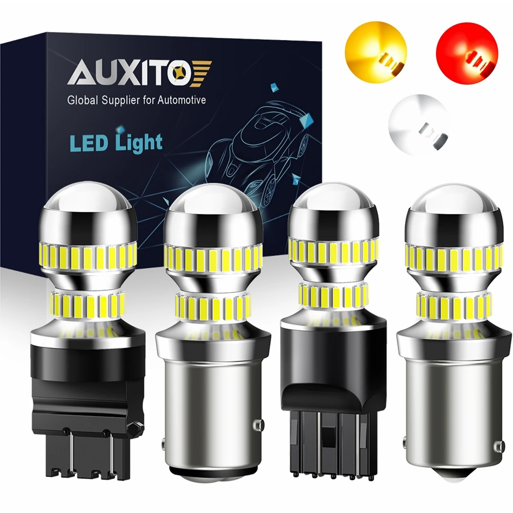 AUXITO 2Pcs 1156 1157 T20 7440 WY21W 7443 W21/5W LED Bulb Car Reverse Light T25 3156 3157 LED Turn Signal Amber Brake Lights Red