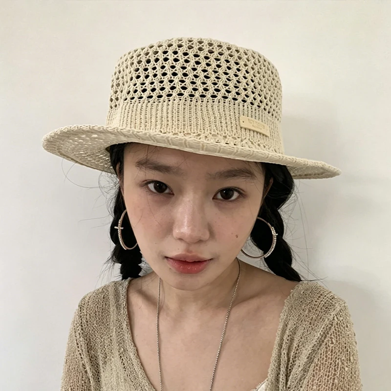 

Vintage FrenchStyle Woven Summer Hat for Seaside Vacation Photoshoots Featuring Premium Sun Shade and Effective Solar Protection