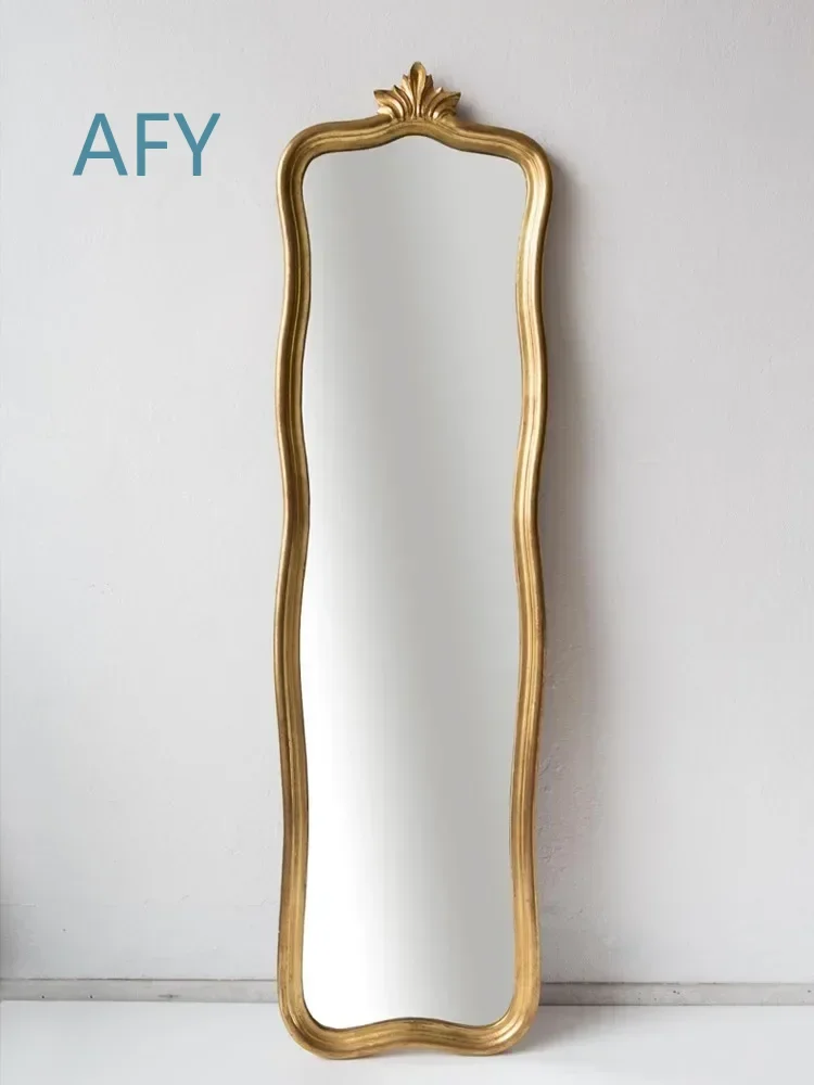 Premium Retro Full Length Dressing Mirror for Bedroom Cloakroom Living Room Decor Floor to Ceiling Carved Standing Mirror