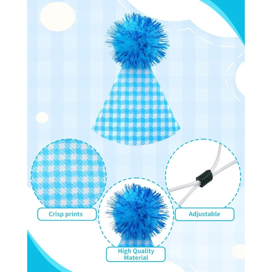 10 عبوات من قبعات الحفلات الصغيرة لعيد ميلاد الكلاب الصغيرة والحيوانات المحشوة والدمى والجرو والقطط وعصابة رأس قابلة للتعديل قبعات ملونة للعطلات