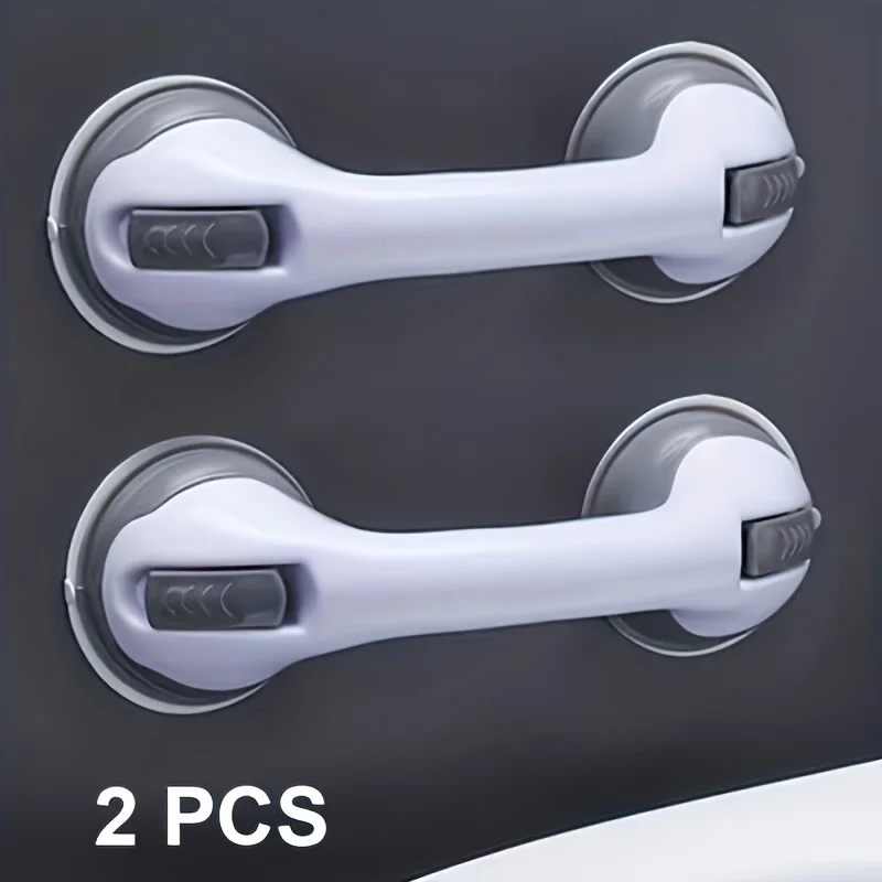 

2PCS Suction Cup Grab Bars No Drill Shower Handles for Elder Adjustable Height Non-Slip Rail Toilet Fall Prevention Handrail