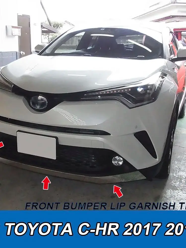 3 szt. Listwy ozdobne ze stali nierdzewnej na przedni zderzak, dolne, do Toyota C-HR ZYX10/NGX50 2017, akcesoria samochodowe, naklejki — zdjęcie 2