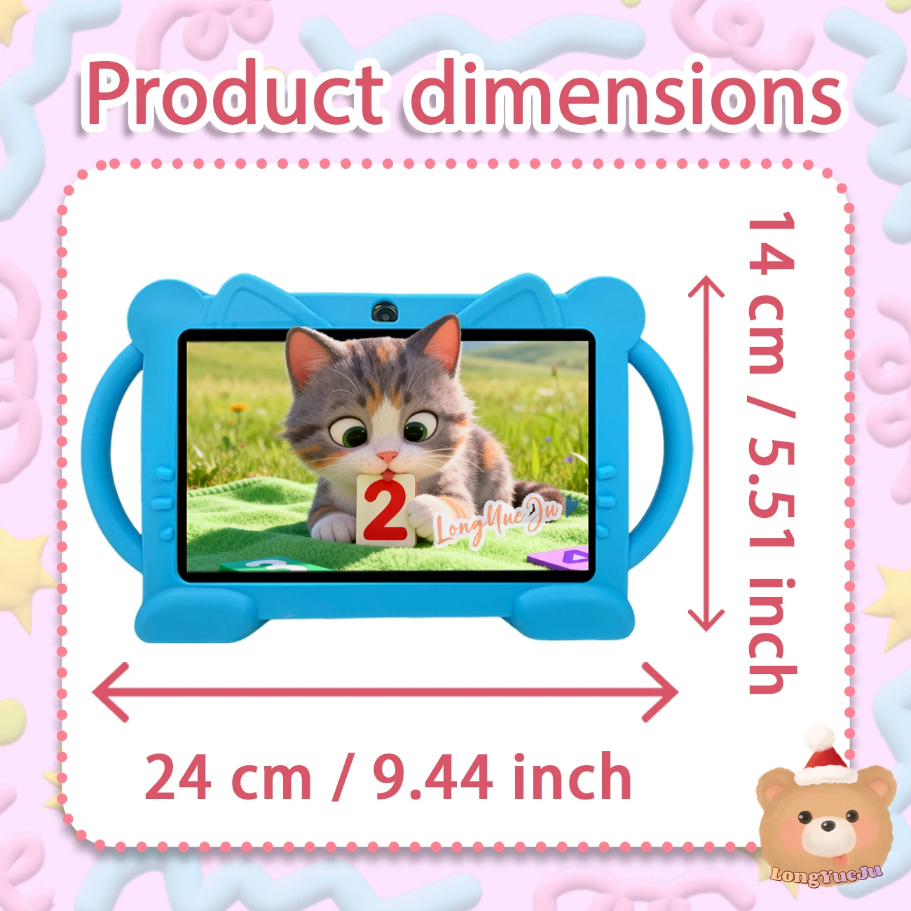 7-Inch Educational Android Tablet, 2GB+32GB, HD Screen, iWAWA Software, Parental Control, Silicone Case, Gift, Blue/Pink