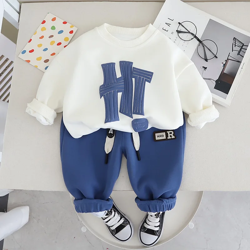 2024 Spring Autumn Baby Boys Clothing Sets Children Cotton Letters Sweatshirts Pants 2Pcs Suit For 1-5 Years Kids Casual Outfits