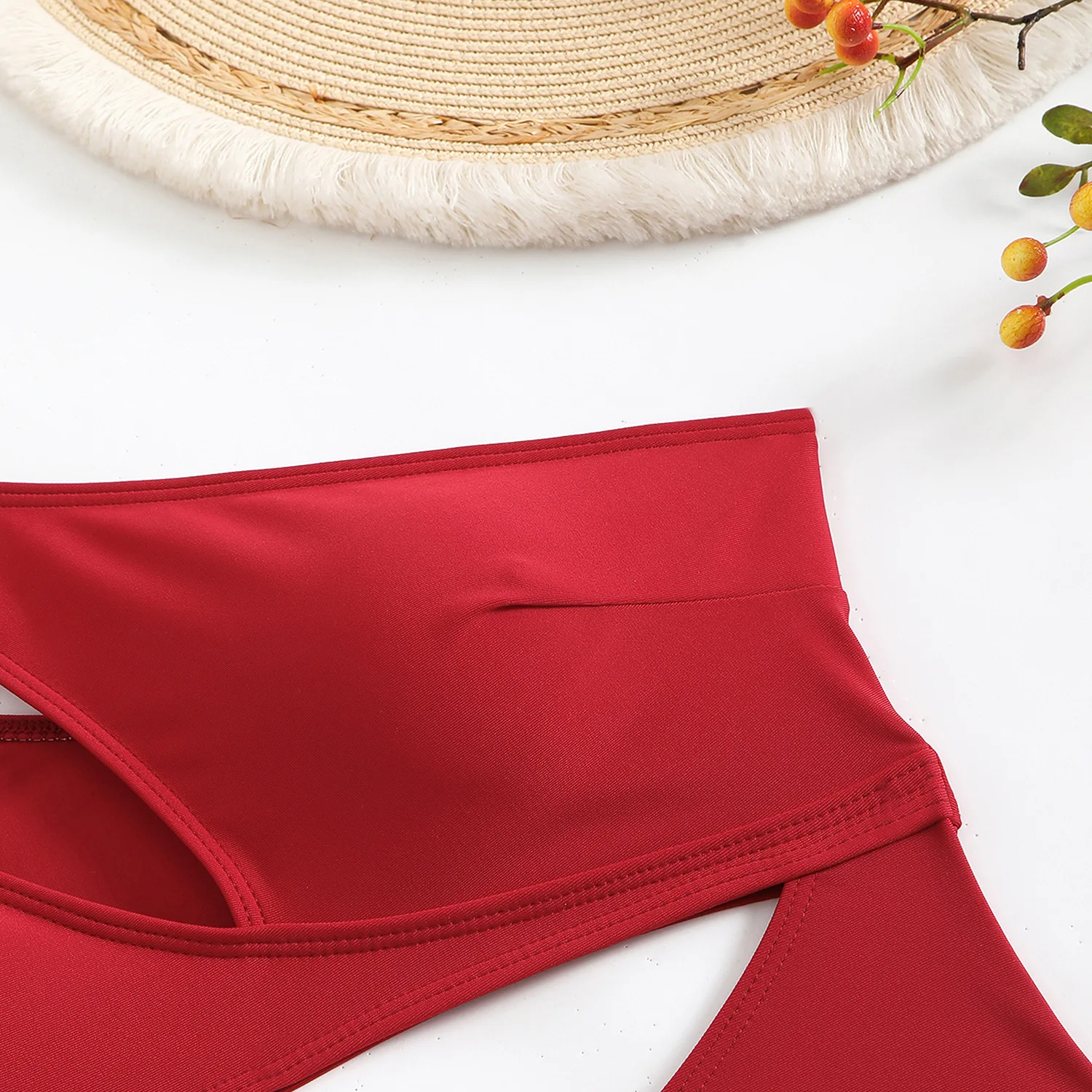 Traje de baño de una pieza ajustable con lazo calado de Color sólido Sexy para mujer de secado rápido UPF50 + ropa de playa