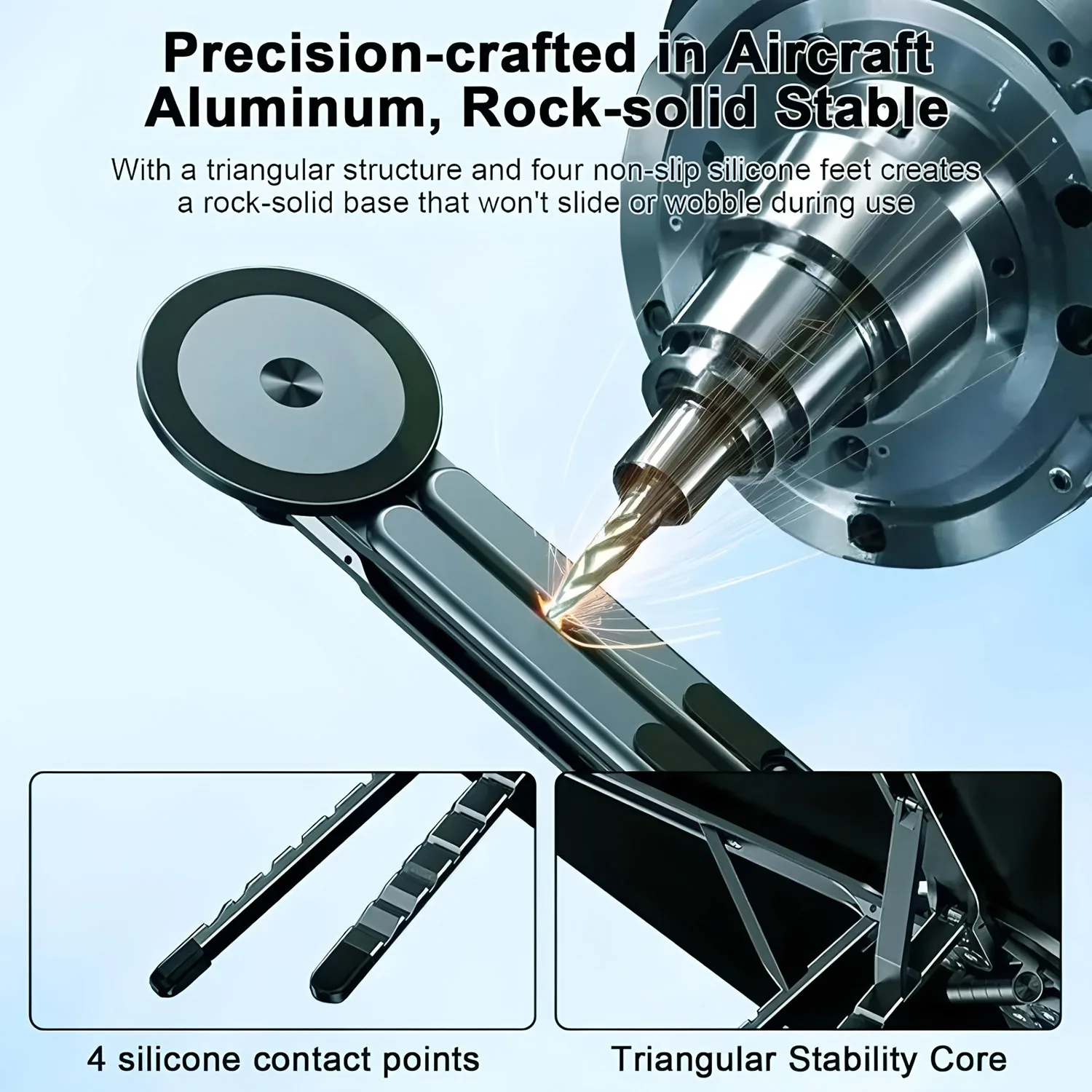 Portable Metal Magnetic Tablet Holder 3-in-1 Tablet Stand Adjustable Heat Dissipation Foldable Stand for Laptop iPad Use