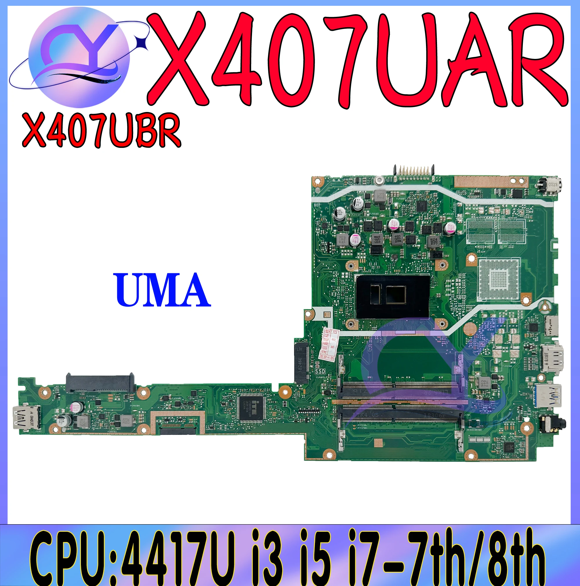 

X407UBR Mainboard For ASUS X407U X407UA X407UV X407UAR X407UFR X407UF Laptop Motherboard I3 I5 I7 7th/8th UMA/PM 100% Working