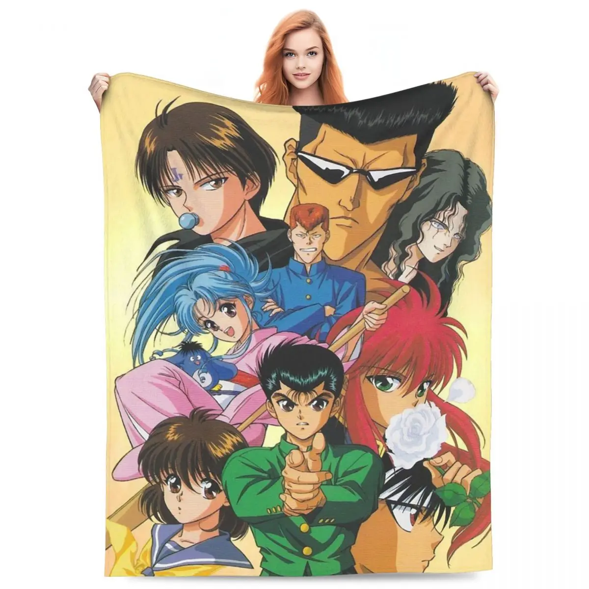 

Yuyu Hakusho Squad Manga Hiei Kurama Yusuke Urameshi одеяла фланелевое одеяло пледы для спальни пледы покрывало