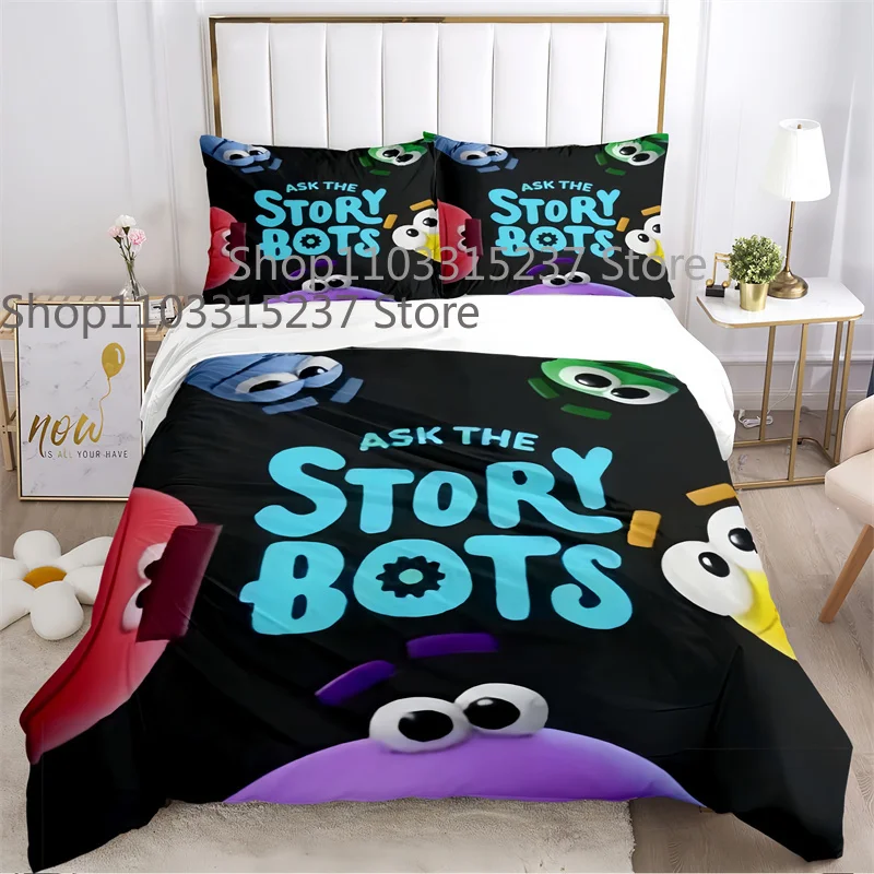 

A-Ask -The SS-Storybots Logo Children Duvet Cover Sets Printed Bedding Set Double Queen King Size 2/3pcs,Bettbezug