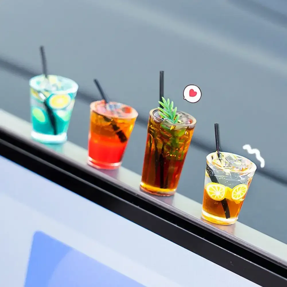 Diy Crafts Funny Mini Drink Cup Car Ornaments Cute Simulation Iced Tea Iced Americano Drink Car Center Console Decorations Gifts