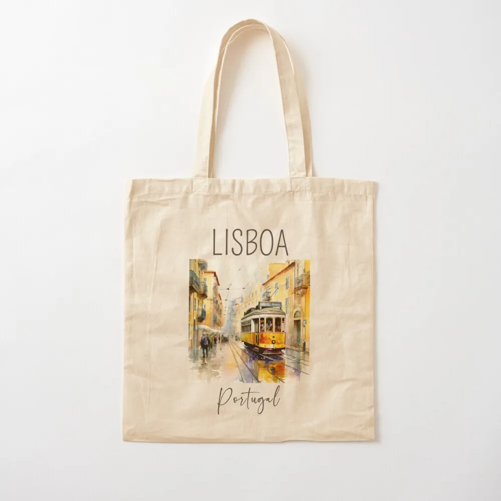 A Watercolor Design of Lisboa - Portugal Tote Bag Cloth bags eco pack Canvas Tote Bag