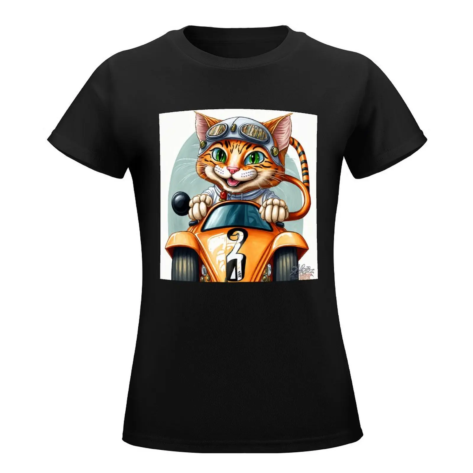 Adventurous Cat Riding a Motorcycle T-Shirt plain animal print blanks heavyweights womans clothing