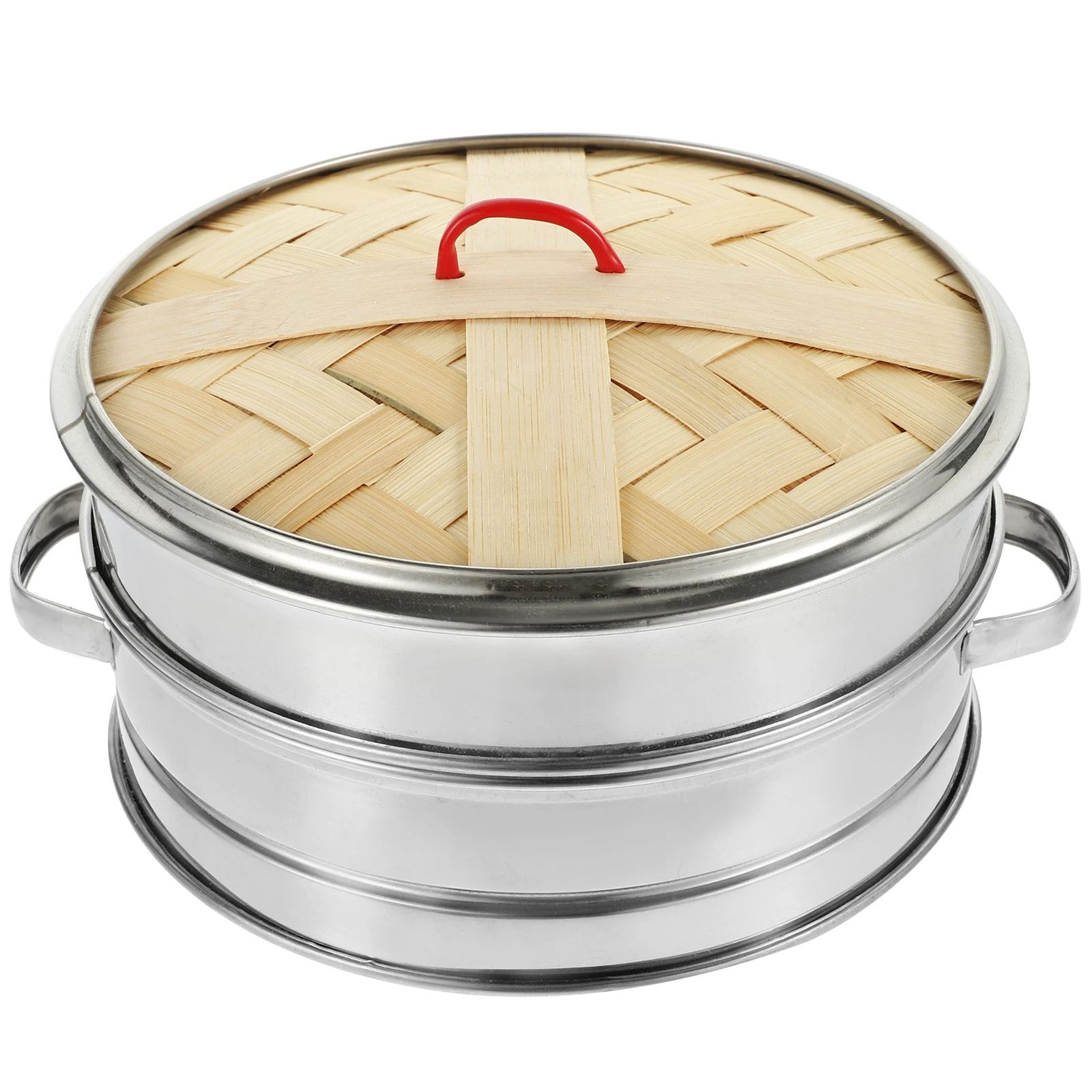 

Mini Double-eared Bamboo Steamer 18cm Cage with Lid Set Stainless for Buns Dim Sum Kitchen Supplies Steam Basket