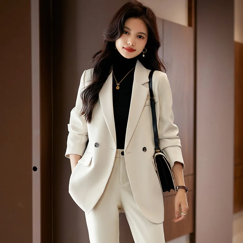 

High Quality Fabric Formal Business Suits Female Pantsuits Blazers Femininos for Women Professional Office Ladies Work Wear