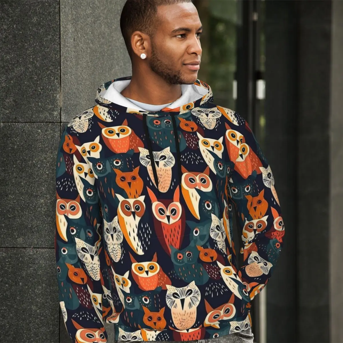 

Artsy Bold Owl Casual Hoodies Unisex Animal Print Harajuku Pullover Hoodie Autumn Loose Custom DIY Sweatshirts Oversized Clothes
