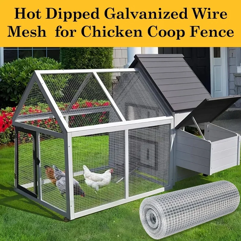 Galvanized Wire Mesh Chicken Coop Fence, Garden Barrier, Poultry Net Project Silver Durable