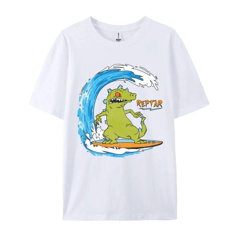 Rugrats تصفح Reptar عادية مطبوعة تي شيرت غير تقليدي طاقم الرقبة بلايز قمصان قسط القطن الشباب الطباعة تيز شحن مجاني