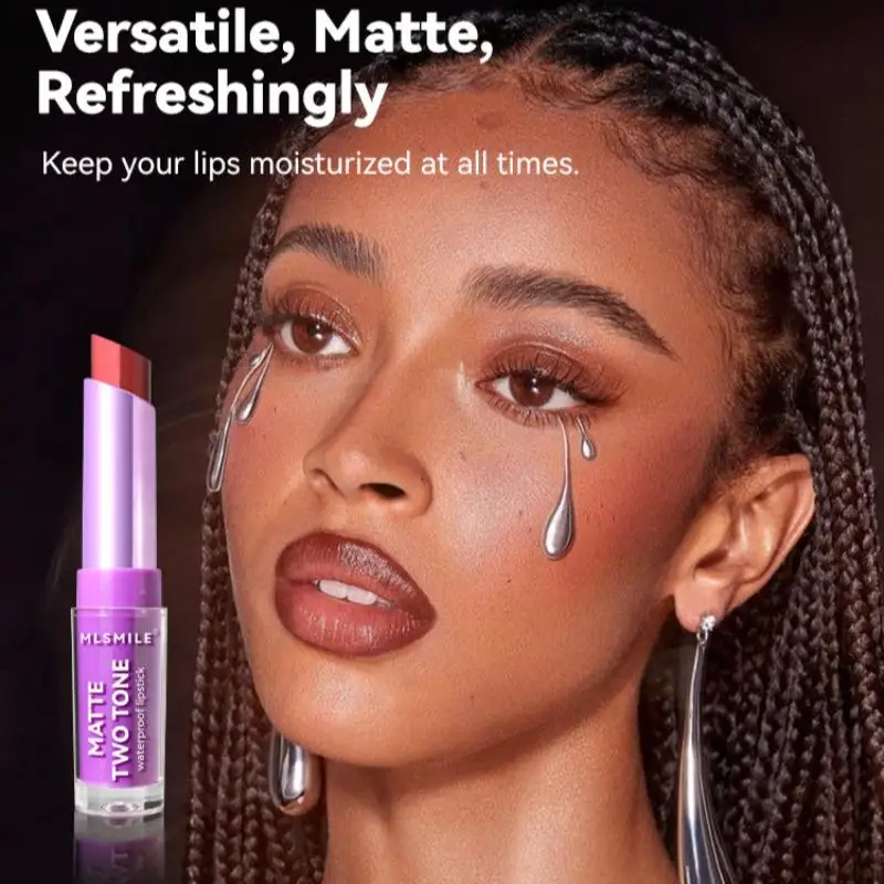 Veelkleurige matte lippenstiftset [4-delig] - Tweekleurige lippenstiften A en B, langdurig en niet plakkerig