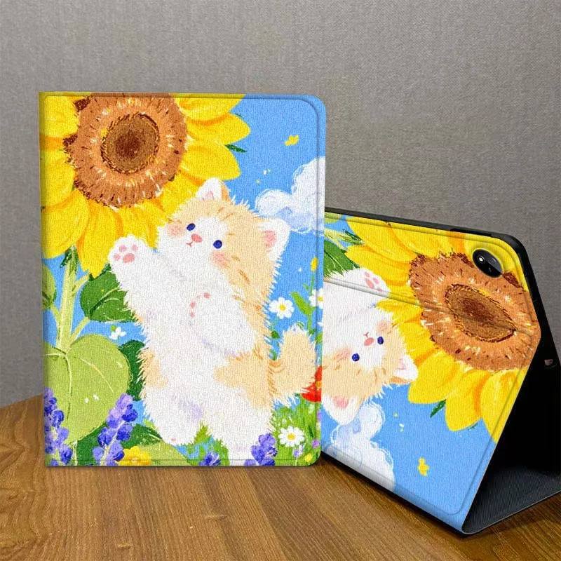 

Cute Cat Illustration Pattern Case For Vivo IQOO Pad2 Pad3 Pad5 Air SE Pro 12.1 12.3 13 11.5 11 inch Tablet