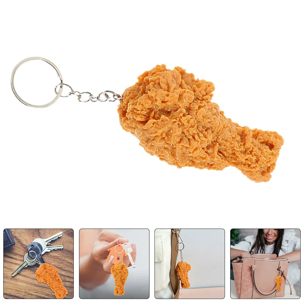 

4Pcs Funny Chicken Wing Keychain Set Creative Imitation Food Key Rings Miniature Chicken Fast Food Novelty Keychains