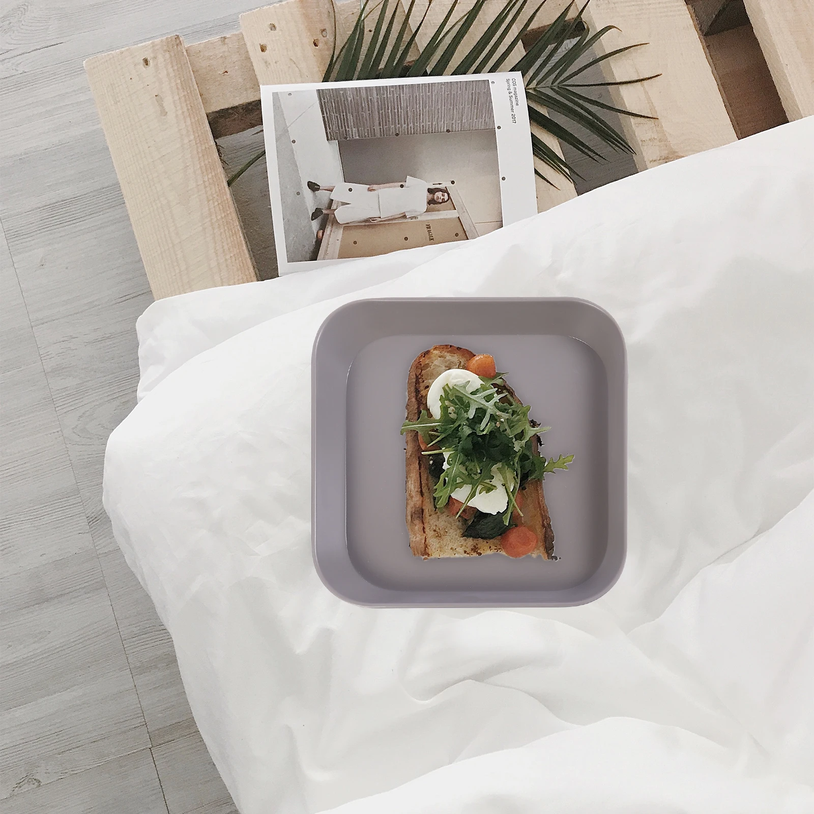 

2 Pcs Square Bone Dish Rectangle Serving Platter Snacks Dinner Plates Bowl Cake Palette Fruit Water Cup Tray Soup and Sandwich