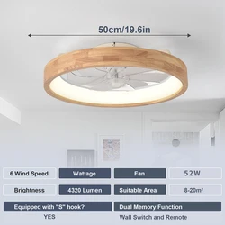 LED Ceiling Fan with Light Dimmable Timing with Remote Control 5 Invisible Reversible Blades Semi Flush Mount Low Profile Fan