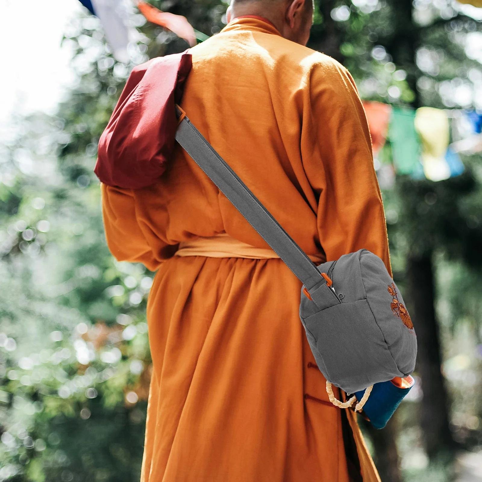 

Carrying Meditation Bag Bowl Storage Grey Zipper Closure Singing Case