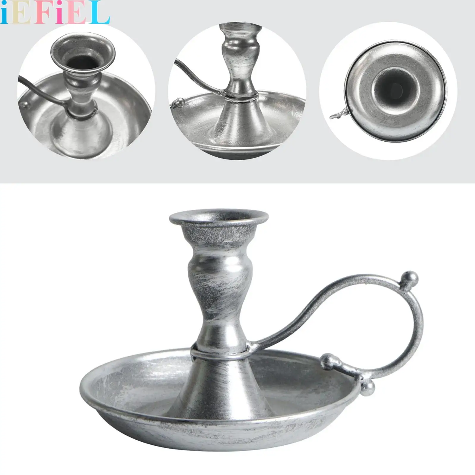 

Iron Classic Vintage Candle Holder Hand Candlestick Decoration for Candles Up for Halloween Home Decor