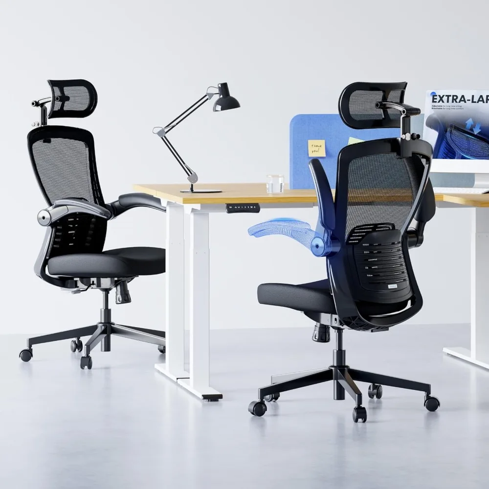 

Ergonomic Office Chair High Back Computer Chair with Flexible Flip-up Armrest/8-Level Lumbar Support.