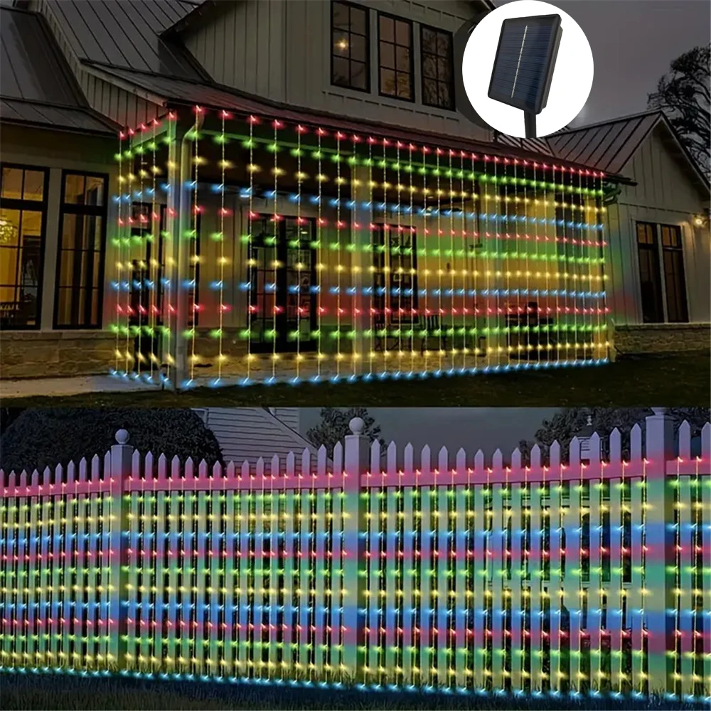 3/6M Solar Curtain Lights Outdoor Fairy Lights LED Lights Christmas Halloween Wedding Decorations String Lights Garden Decor