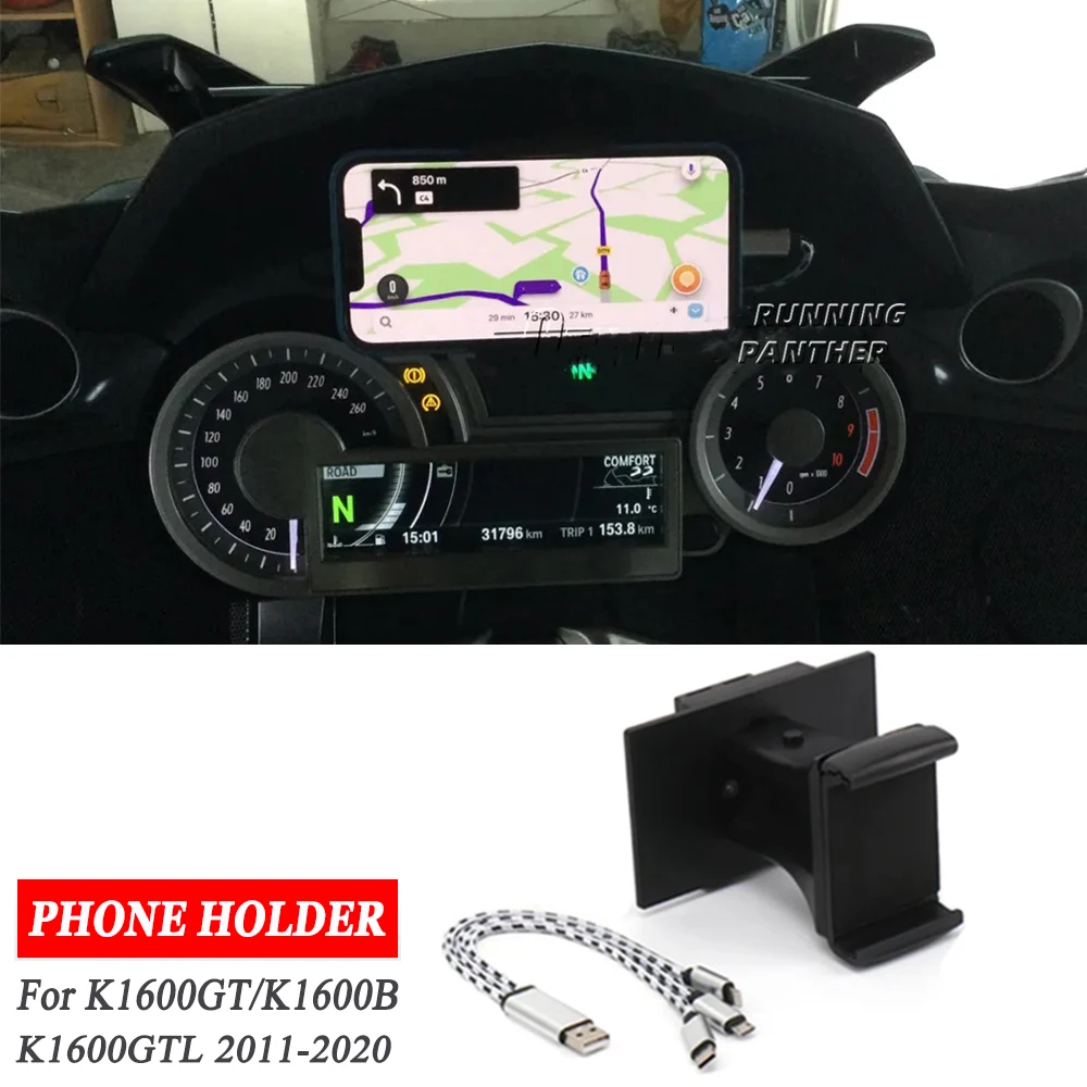 

Motorcycle Phone Holder One-click unlock Navigation bracket For BMW K1600GTL K1600GT K1600B K1600 B K 1600 GT GTL 2011-2020