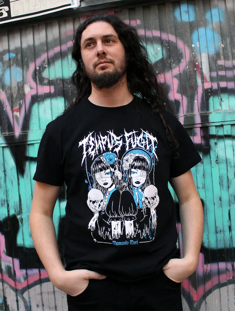 

Tempus fugit dark tshirt metal goth lolita jfashion Black manga