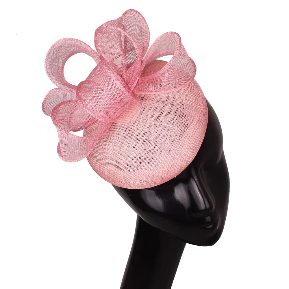 High-Quality Sinamay Ladies Fascinator Hat Bow Headwear with Hairpin for Cocktail Party Elegant Bride Hair Accessories Headpiece