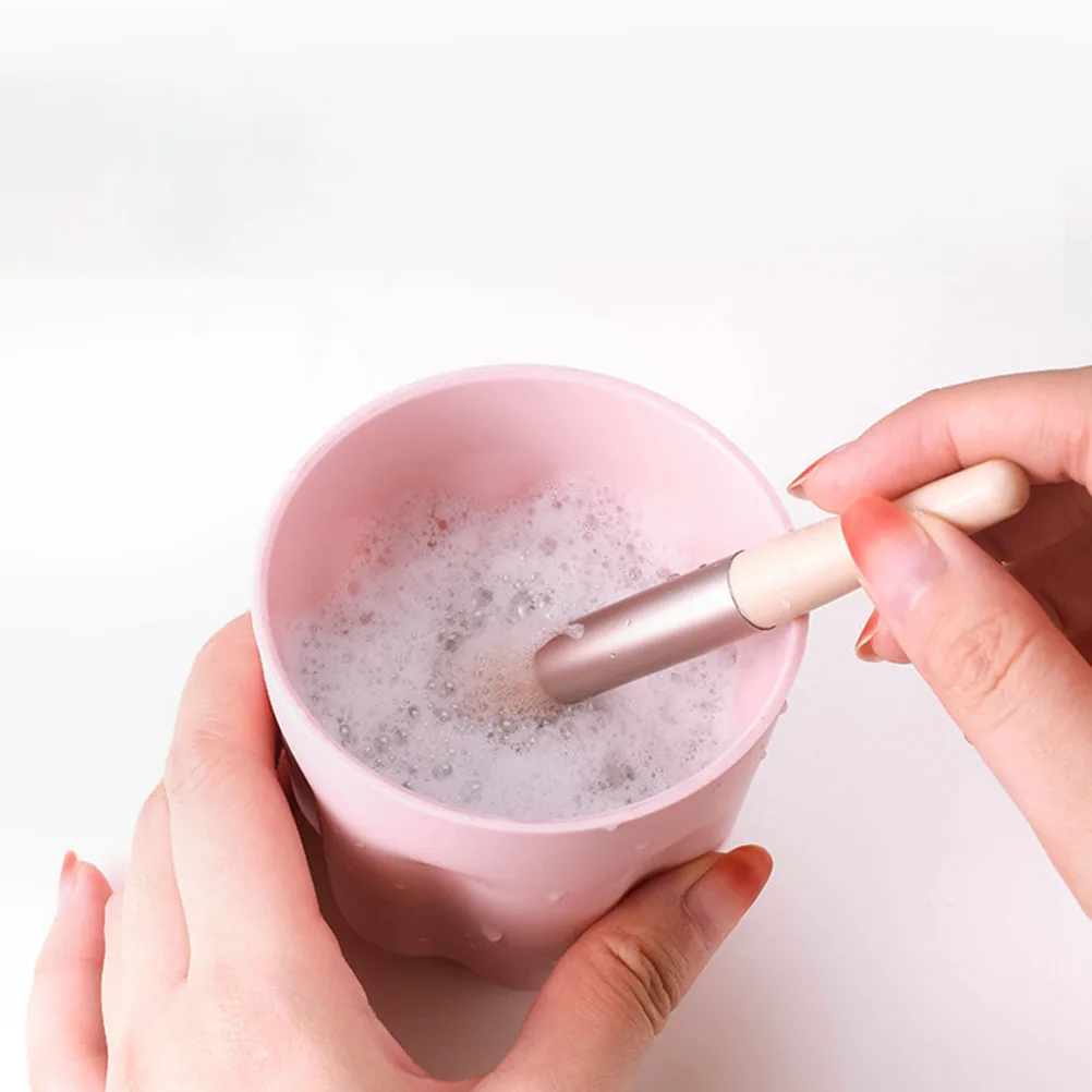 

2 Sets Scrub Box Brush Makeup Bristles Rinsing Bowl Cleaning Container Cleaner Tool Silica Gel
