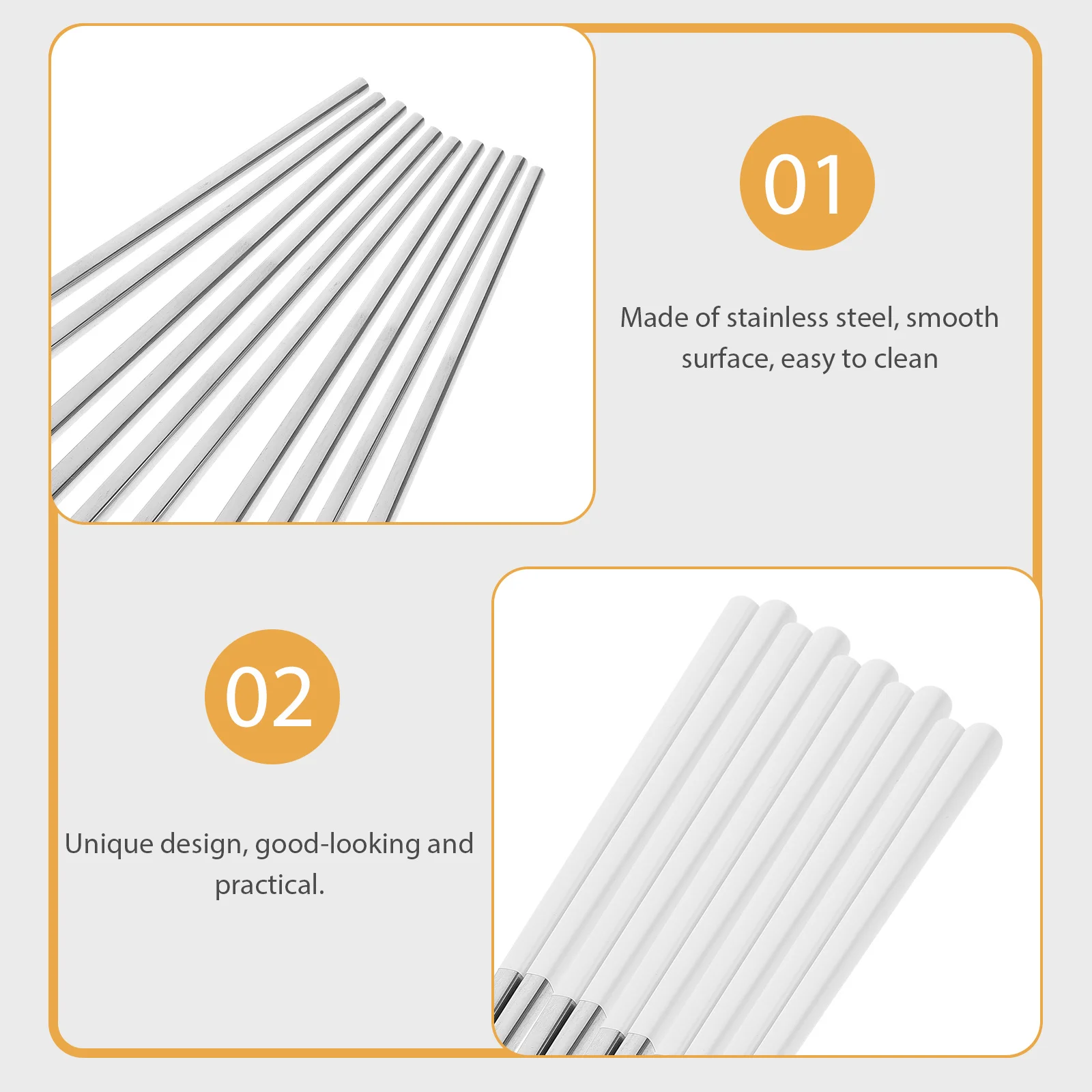 

5Pairs Anti-Skid Stainless Steel Chopsticks Elegant Reusable Metal Chopsticks Set for Kitchen Dining Camping Korean Bbq Hot Pot