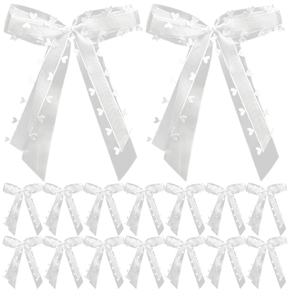 

30 Pcs Door Handle Ribbon Wedding Car Bow Bouquet Party Bows Love Rearview Mirror Decor Bride White DIY Craft