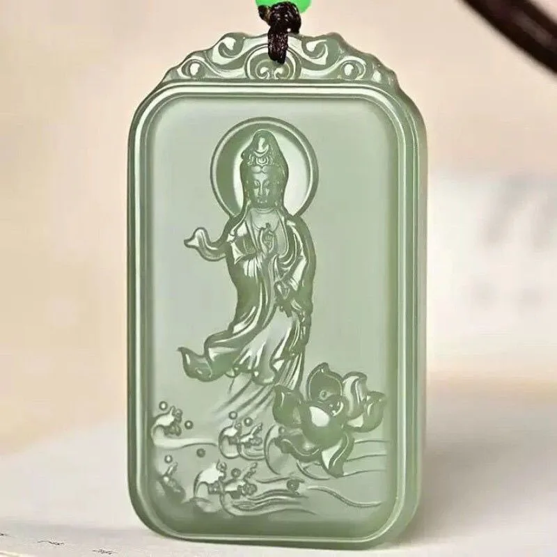 

Кулон бренда Гуаньинь из натурального сапфира, классическое ожерелье в этническом стиле, ювелирные изделия