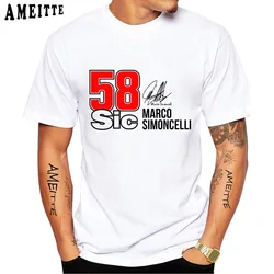 Marco simoncelli-男性用半袖Tシャツ,スポーツ,カジュアル,オートバイ,白,58g p,新しい夏のコレクション