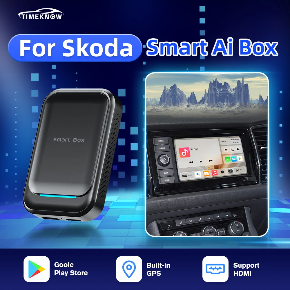 

TIMEKNOW For Skoda Wireless CarPlay Ai Box Wireless Android Auto Adapter GPS HDMI 4GB 64GB For Yeti Kodiaq Octavia Fabia Rapid