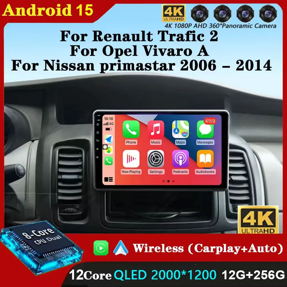 Для Renault Trafic 2 Для Opel Vivaro A Для Nissan primastar 2006-2014 Автомобильный радиоприемник Мультимедийный видеоплеер Навигация GPS Android