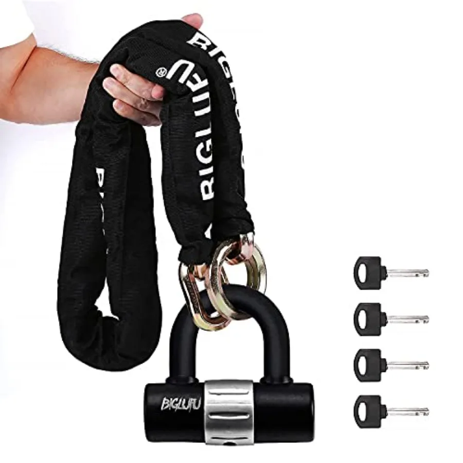 

Motorcycle Chain Lock 150cm/5ft Heavy Duty Bike Chain Lock Anti-Theft Durable Cut Proof 14mm Thick Security Bicycle Chain with