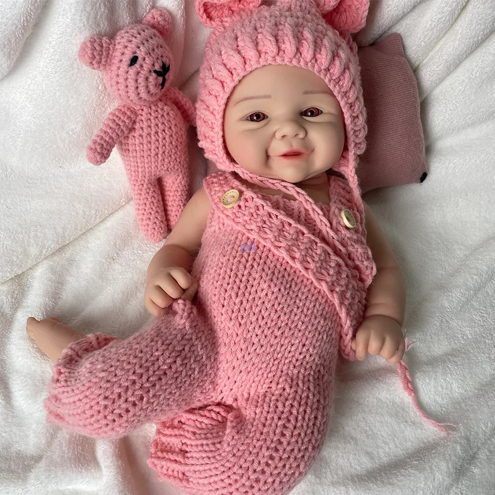 17 "boneca bebê reborn de silicone premium pintada à mão macia boneca recém-nascida realista para colecionadores e presente de natal de mais de 3 anos